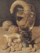 Georg Flegel Style life with wine glass and pretzel Germany oil painting artist